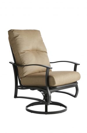 Mallin's Albany Swivel Rocking Dining Chair with Arms in Black and Beige