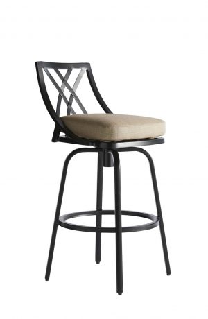 Mallin's M Series Swivel Black Outdoor Bar Stool with Low Back - MB-008