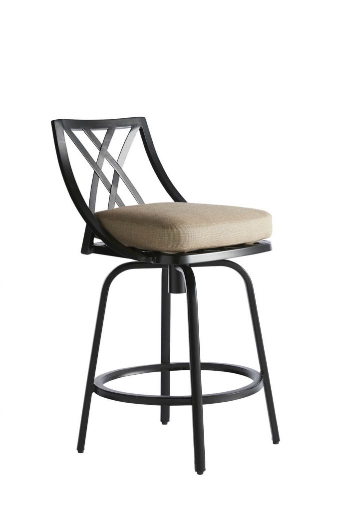 Mallin's M Series Swivel Black Outdoor Counter Stool with Low Back - MB-008