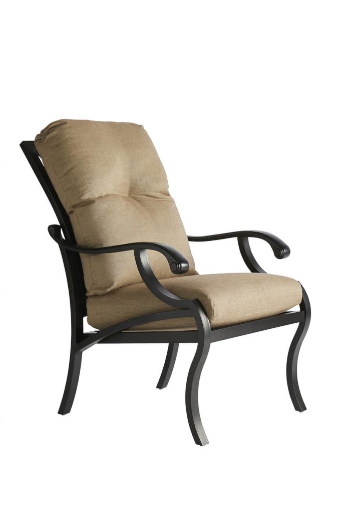 Mallin's Volare Outdoor Dining Arm Chair in Black and Beige