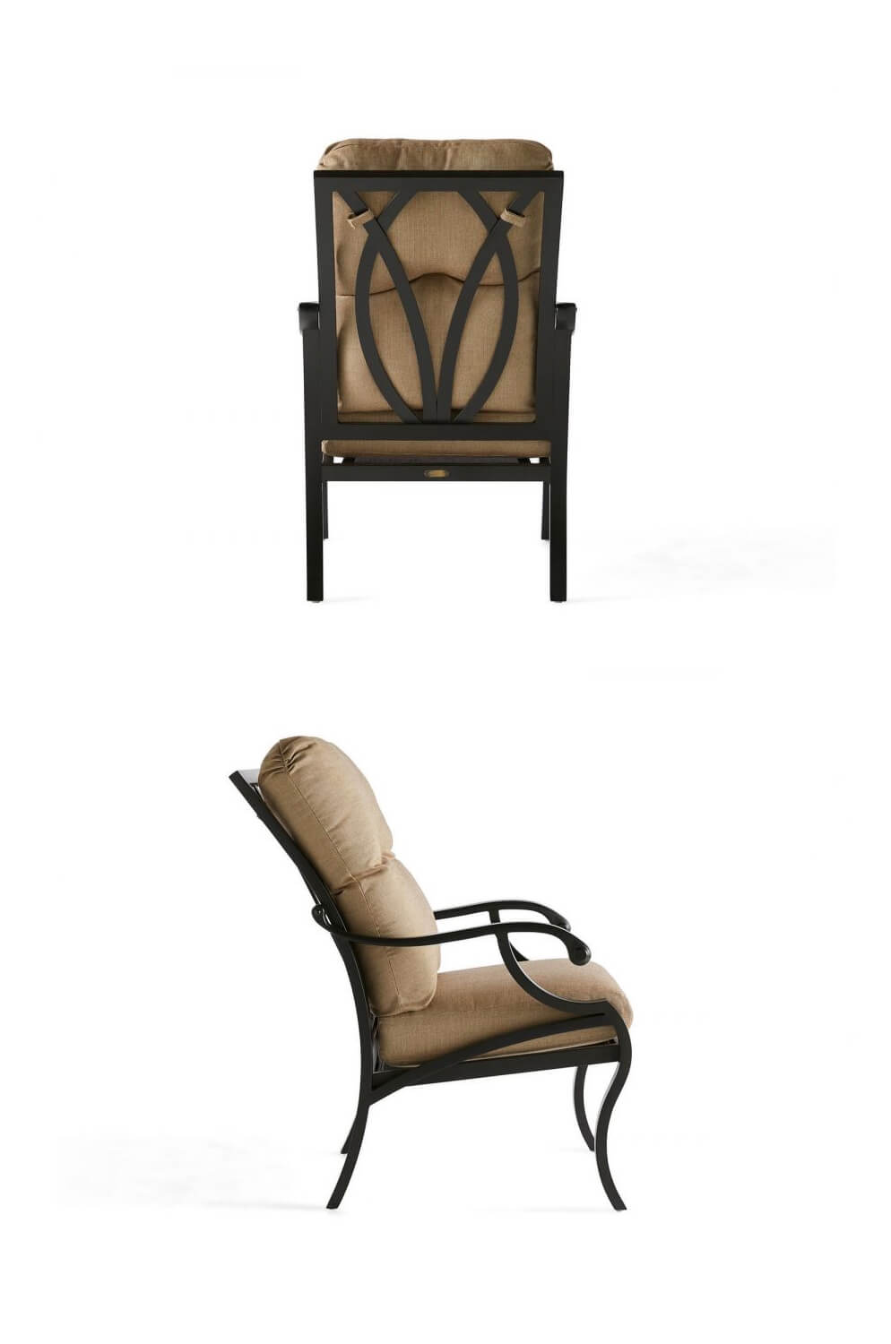 Mallin's Volare Outdoor Dining Arm Chair - View of Back and Side