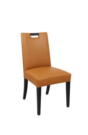 Style Upholstering's 6644 Black Wood Dining Chair with Camel Leather