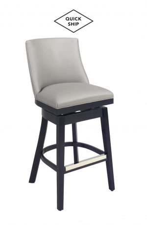 Style Upholstering #671 Swivel Upholstered Wood Bar Stool with Back - Quick Ship