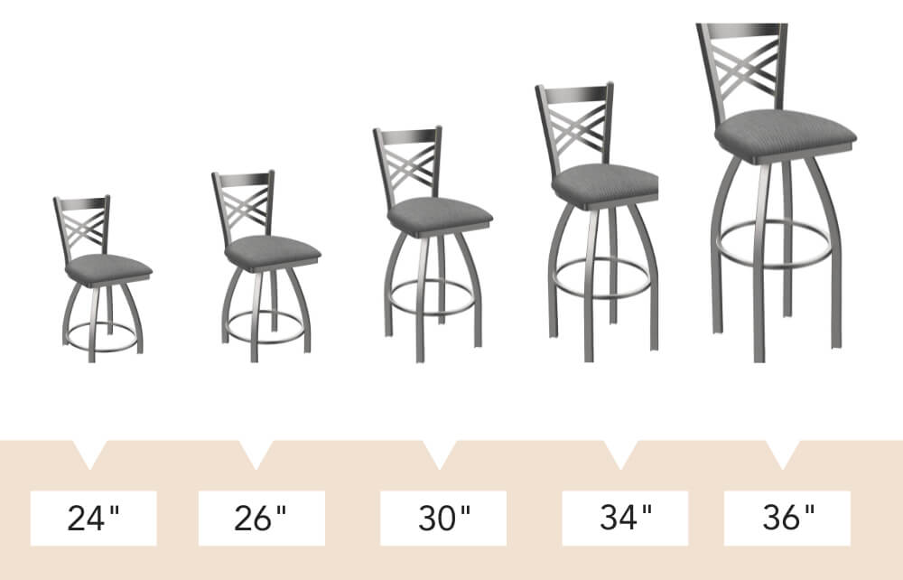 Seat heights ranging from 24" up to 36"