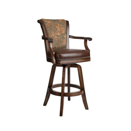 Classic Maple Upholstered Swivel Stool with Arms
