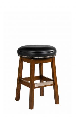 141 Traditional Upholstered Backless Swivel Wood Stool