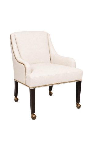 Traditional Armchair with Casters and Nailheads