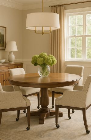 Style Upholstering's Upholstered Dining Arm Chairs with Casters