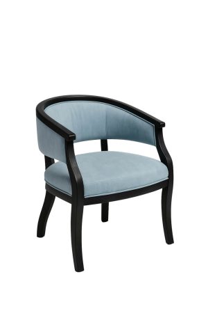 Style Upholstering's 1210 Black Armchair in Blue Fabric