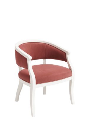 Style Upholstering's 1210 White Dining Armchair in Rose Pink Fabric