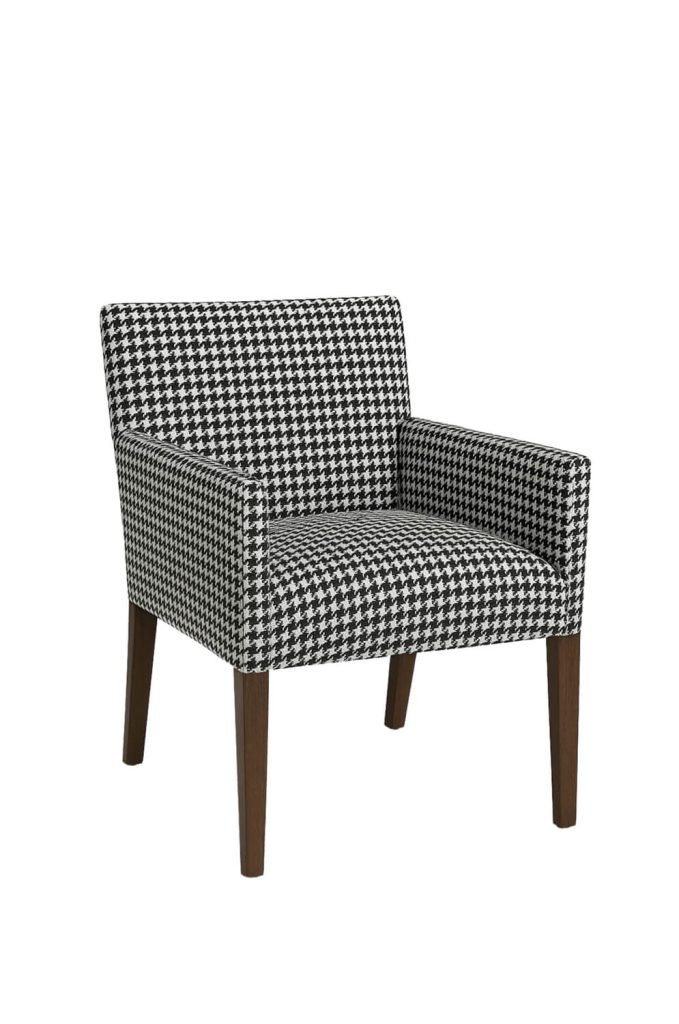 Style Upholstering #160 Dining Arm Chair in Houndstooth Fabric and Wood Legs
