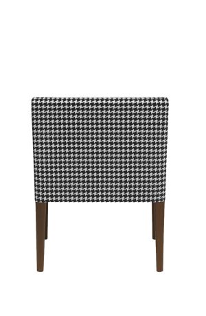 Style Upholstering #160 Dining Arm Chair in Houndstooth Fabric and Wood Legs - Back View