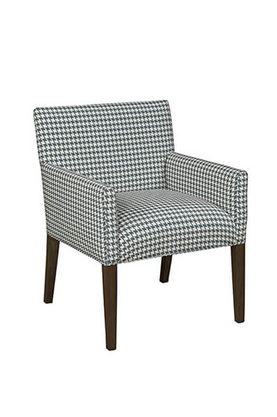 Style Upholstering #160 Dining Arm Chair in Houndstooth Fabric and Wood Legs