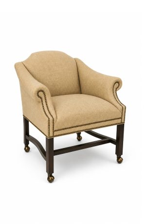 Style Upholstering's 170CN Caster Chair with Arms in Fabric and Nailhead Trim