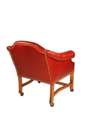 Style Upholstering's 170CN Upholstered Wood Caster Game Arm Chair with Nailhead Trim - Back