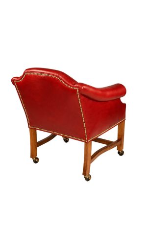 Style Upholstering's 170CN Upholstered Wood Caster Game Arm Chair with Nailhead Trim - Back