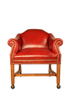 Style Upholstering's 170CN Upholstered Wood Caster Game Arm Chair with Nailhead Trim - Front