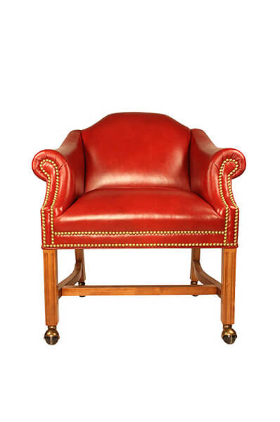 Style Upholstering's 170CN Upholstered Wood Caster Game Arm Chair with Nailhead Trim - Front