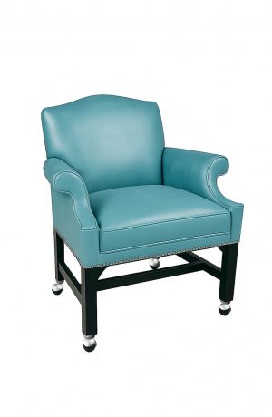 Style Upholstering's 2108CN Traditional Wood Dining Arm Chair in Blue Leather