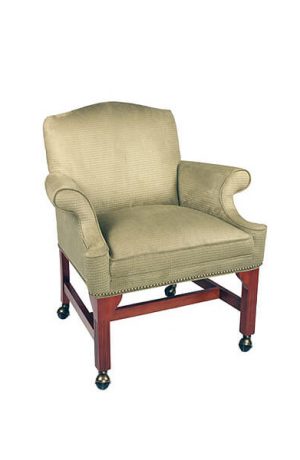 Style Upholstering's #2108CN Upholstered Wood Dining Game Caster Chair with Arms