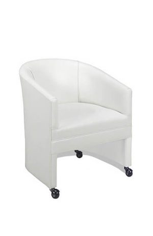 Style Upholstering's #232 White Dining Barrel Arm Chair with Casters