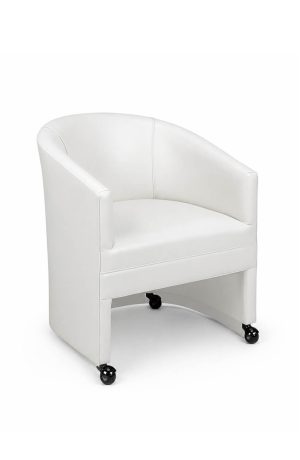 Style Upholstering's #232 White Dining Barrel Arm Chair with Casters