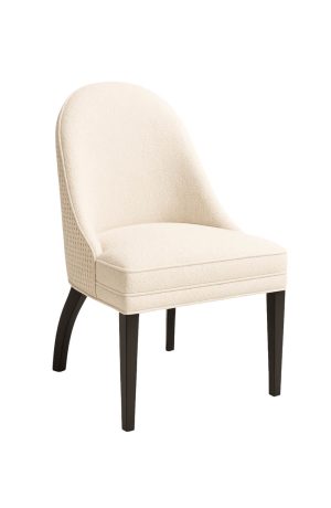 Style Upholstering's #35 Black Wood Dining Chair with Cream Colored Boucle Fabric
