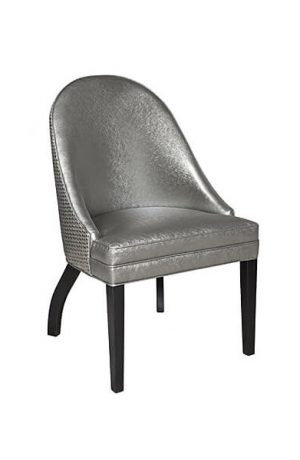 Style Upholstering's #35 Wood Barrel-Shaped Back Dining Chair in Gray Leather
