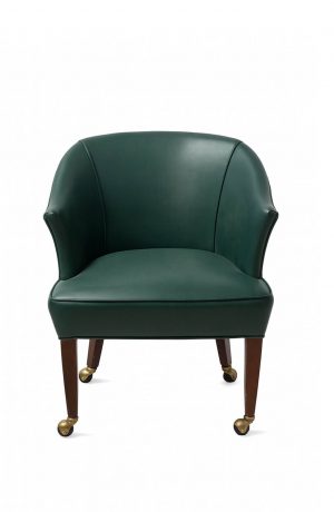 Style Upholstering's 40C Green Leather Arm Chair with Casters