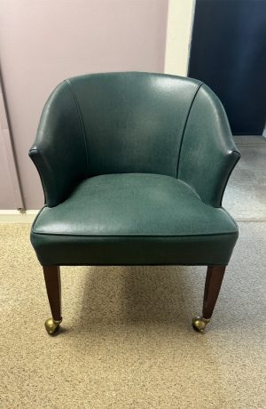 Style Upholstering's 40C Green Leather Dining Chair with Casters