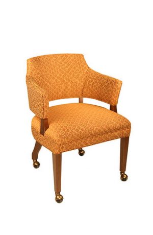 Style Upholstering's #41 Wood Dining Game Caster Chair with Arms