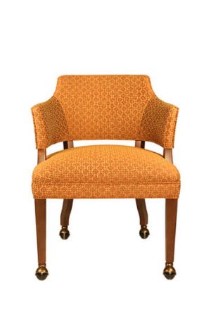 Style Upholstering's #41 Wood Dining Game Caster Chair with Arms - Front View