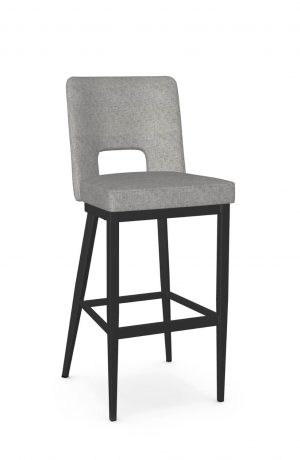Amisco's Bryana Black Modern Bar Stool with Gray Fabric