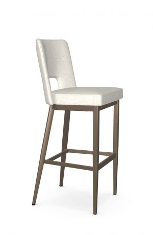 Amisco's Bryana Bronze Modern Bar Stool with Curved Back in Bar Height - Back - Side