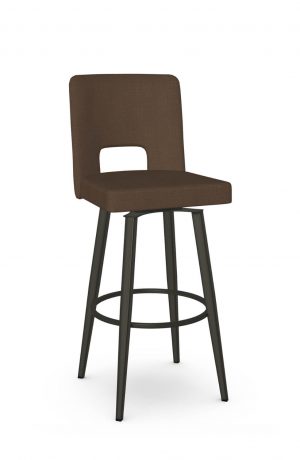 Amisco's Bryana Brown Swivel Bar Stool with Sienna Brown Cushion