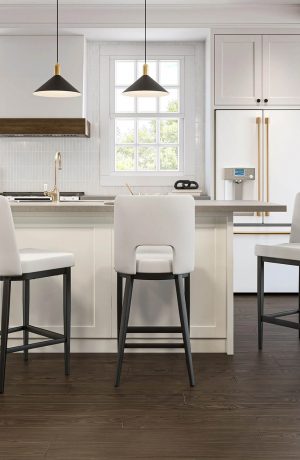 Amisco's Bryana Modern White Black Bar Stools in Modern Kitchen