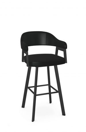 Amisco's Carmen Black Swivel Bar Stool with Arms
