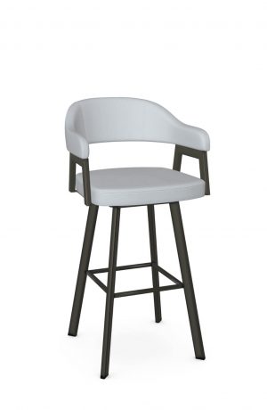 Amisco's Carmen Dark Brown Swivel Bar Stool with Blue Seat and Back Cushion