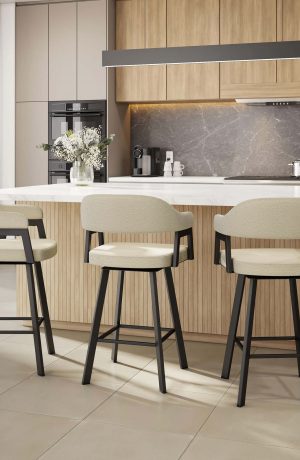 Amisco's Carmen Modern Swivel Bar Stools with Arms in Modern Scandinavian Kitchen