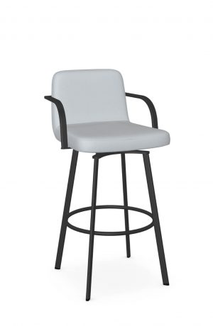 Amisco's Tricia Black Swivel Bar Stool with Low Back and Arms