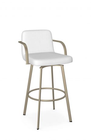 Amisco's Tricia Champagne Gold Swivel Bar Stool with Low Back and Arms