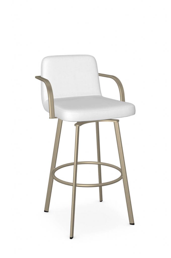 Amisco's Tricia Champagne Gold Swivel Bar Stool with Low Back and Arms
