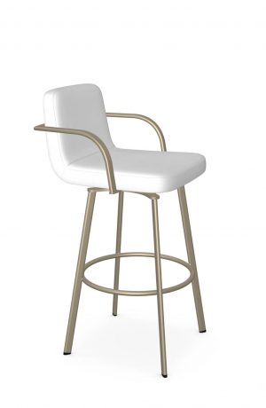 Amisco's Tricia Champagne Gold Swivel Bar Stool with Low Back and Arms - View of Side