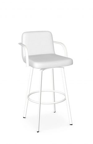 Amisco's Tricia White Swivel Bar Stool with Low Back and Arms