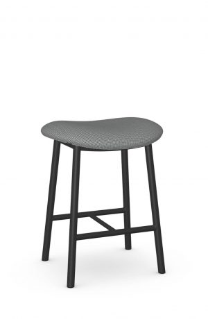Amisco's Willo Black Backless Bar Stool with Houndstooth Fabric Pattern