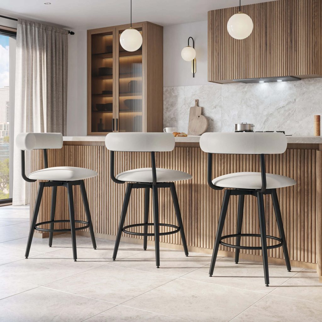 Amisco's Barbara Modern Swivel Bar Stools at the Kitchen Island