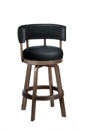 Darafeev's Ace Oak Swivel Bar Stool with Low Back in Black Leather