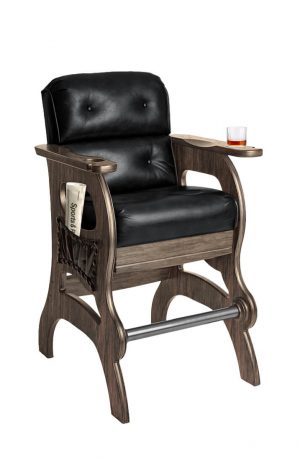 Darafeev's Mann Sports Theater Chair in Oak Wood and Black Leather with Newspaper