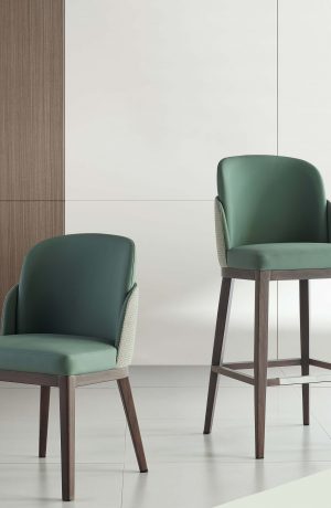 IH Seating - Serafina Modern Wood Grain Bar Stool with Back and Chair
