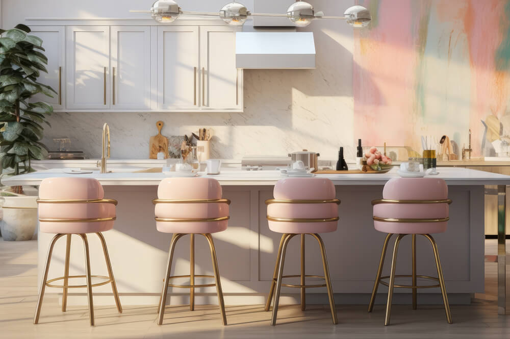 Modern pink and gold kitchen